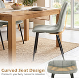 Upholstered Fabric Dining Chairs Set of 4 with Sturdy Metal Legs and Curved Backrest