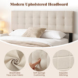 Upholstered Headboard Queen/Full Size Quilted Grid Linen Fabric Bed Frame Mount Panel