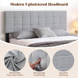 Upholstered Headboard Queen/Full Size Quilted Grid Linen Fabric Bed Frame Mount Panel