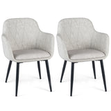 Upholstered PU Leather Kitchen Chairs Set of 2 with Curved Back and Wide Seat