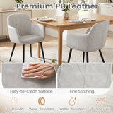 Upholstered PU Leather Kitchen Chairs Set of 2 with Curved Back and Wide Seat