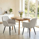 Upholstered PU Leather Kitchen Chairs Set of 2 with Curved Back and Wide Seat