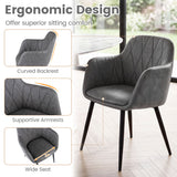 Upholstered PU Leather Kitchen Chairs Set of 2 with Curved Back and Wide Seat