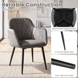Upholstered PU Leather Kitchen Chairs Set of 2 with Curved Back and Wide Seat