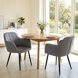 Upholstered PU Leather Kitchen Chairs Set of 2 with Curved Back and Wide Seat