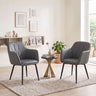 Upholstered PU Leather Kitchen Chairs Set of 2 with Curved Back and Wide Seat