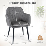 Upholstered PU Leather Kitchen Chairs Set of 2 with Curved Back and Wide Seat