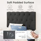Upholstered Platform Bed with Tufted Headboard and Wooden Slats Gray