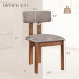 Upholstered Rubber Wood Dining Chairs Set of 2 with Curved Backrest-Walnut