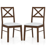 Upholstered Side Dining Chairs Set of 2 with Rubber Wood Frame