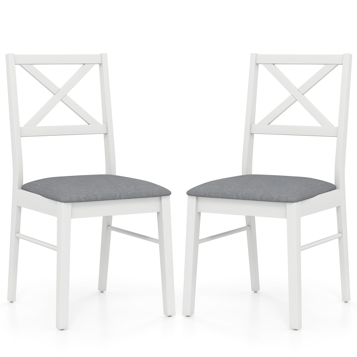 Upholstered Side Dining Chairs Set of 2 with Rubber Wood Frame
