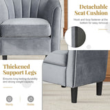 Upholstered Teddy Velvet Club Barrel Chair with Ottoman with Footrest