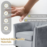 Upholstered Teddy Velvet Club Barrel Chair with Ottoman with Footrest