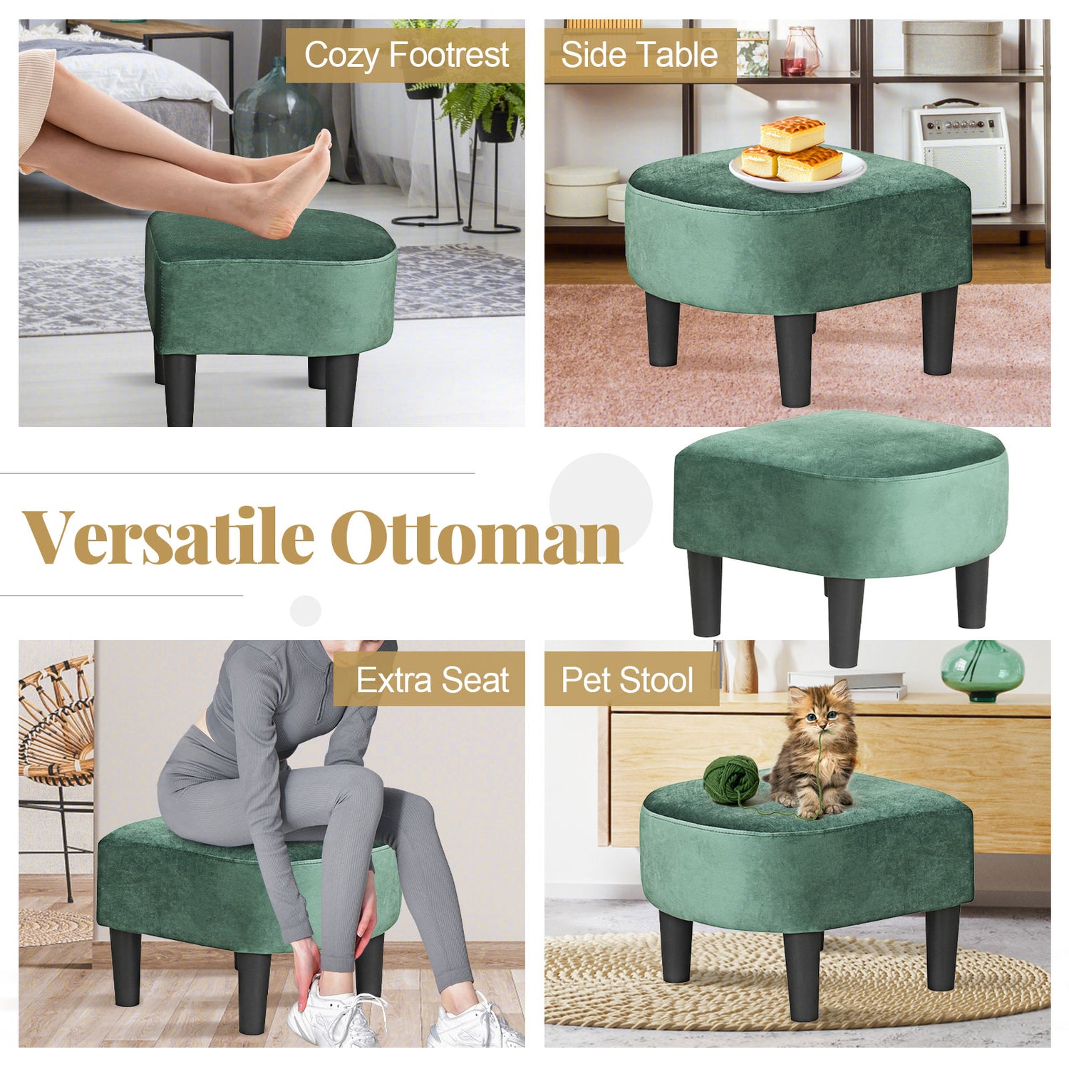 Upholstered Teddy Velvet Club Barrel Chair with Ottoman with Footrest