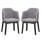 Upholstered Velvet Accent Modern Dining Chairs Set of 2 with Curved Backrests-Grey