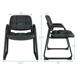 Set of 2 Waiting Room Chair Home Office PU Leather Guest Chairs-Black