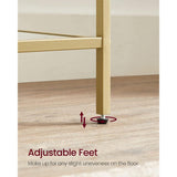 Narrow Gold Metal Frame Glass Shelves Shelving Unit Slim 4-Shelf Bookcase