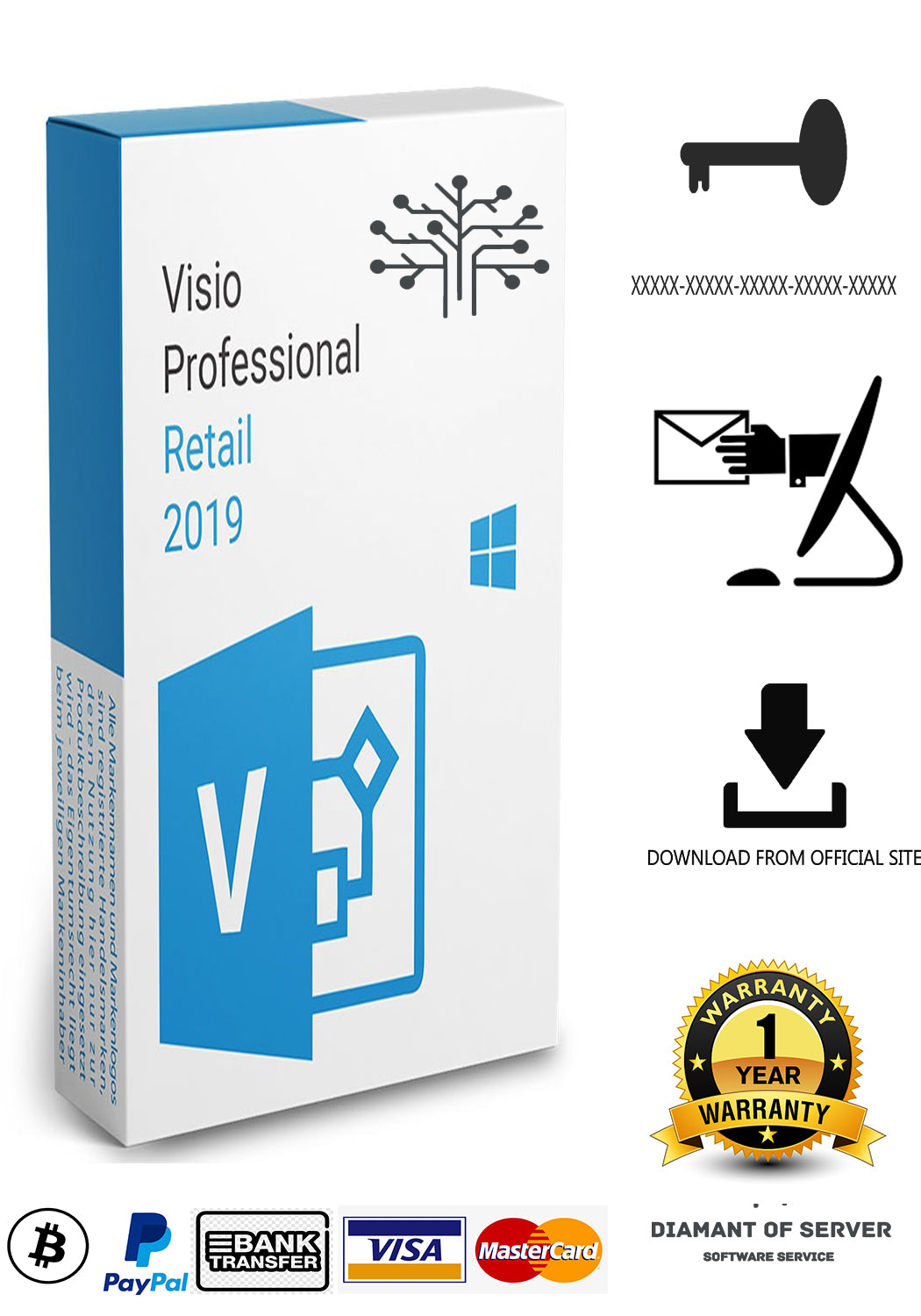 Visio 2019 Professional Genuine Key Licencia Permanente