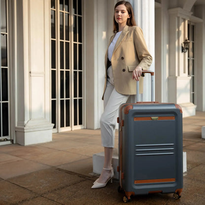 Vintage 3 Piece Expandable Retro Luggage Set