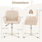 Vanity Chair with Back 360Â° Swivel Armchair w/ Adjustable Height for Home Office-Beige