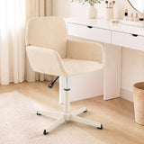 Vanity Chair with Back 360Â° Swivel Armchair w/ Adjustable Height for Home Office-Beige
