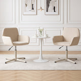 Vanity Chair with Back 360Â° Swivel Armchair w/ Adjustable Height for Home Office-Beige