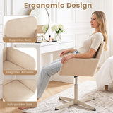 Vanity Chair with Back 360Â° Swivel Armchair w/ Adjustable Height for Home Office-Beige