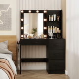 Vanity Desk with 3-Color Lights and Power Outlets