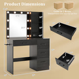 Vanity Desk with 3-Color Lights and Power Outlets