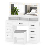 Vanity Desk with Mirror and Lights Makeup Table with Power Outlets