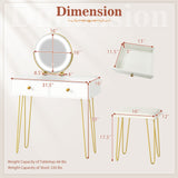 Vanity Desk with with Lighted Adjustable Mirror for Bedroom-White