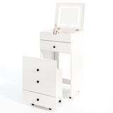 3-in-1 Vanity Set with Cushioned Stool and Flip-up Mirror-White