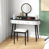 Makeup Vanity Table Set with LED Mirror and 3 Spacious Drawers/Drawers-White/Drawers-Black