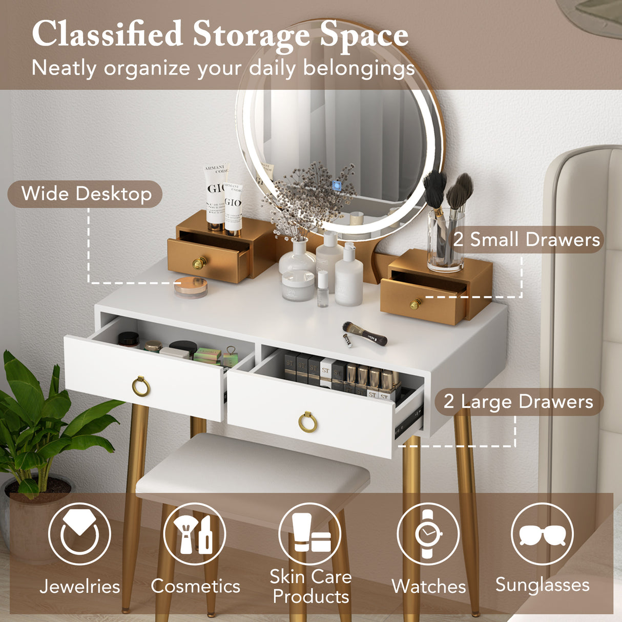 Vanity Table Set with Mirror