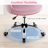 Adjustable Vanity Velvet Chair with Seashell Back and Wheels-Pink