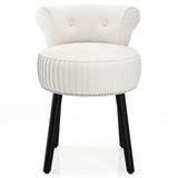 Velvet Vanity Chair with Back Upholstered Vanity Stool with Tufted Low Back and Solid Wood Legs