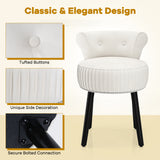 Velvet Vanity Chair with Back Upholstered Vanity Stool with Tufted Low Back and Solid Wood Legs