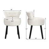 Velvet Vanity Chair with Back Upholstered Vanity Stool with Tufted Low Back and Solid Wood Legs