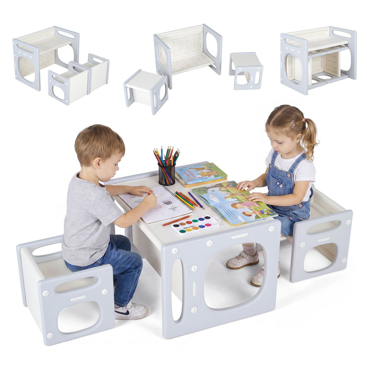 Versatile Kids Table and Chairs Set for Toddlers Ages 1-5