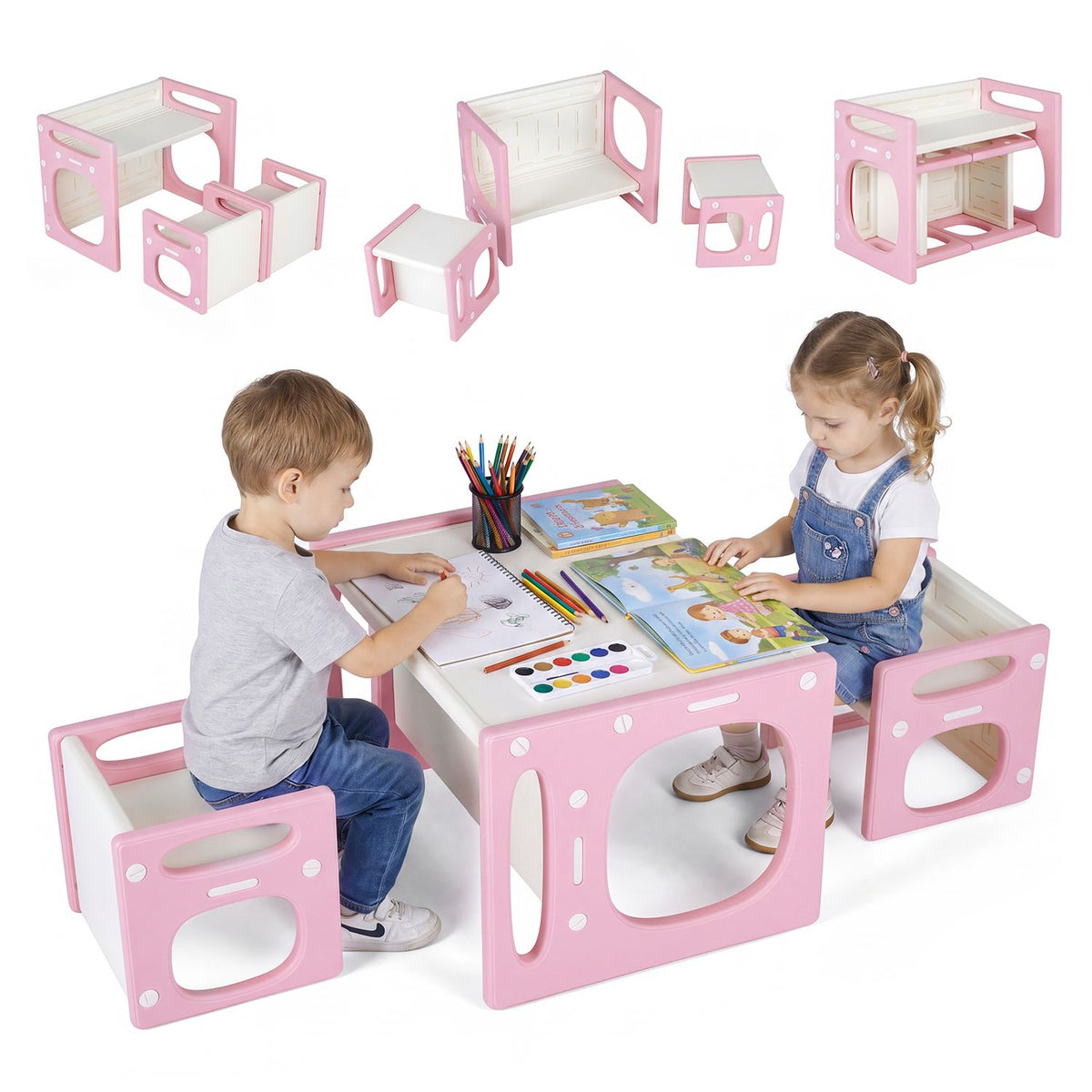 Versatile Kids Table and Chairs Set for Toddlers Ages 1-5