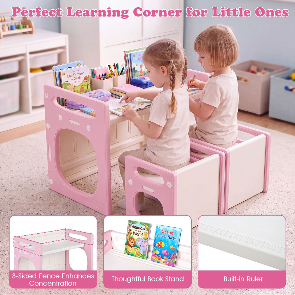 Versatile Kids Table and Chairs Set for Toddlers Ages 1-5