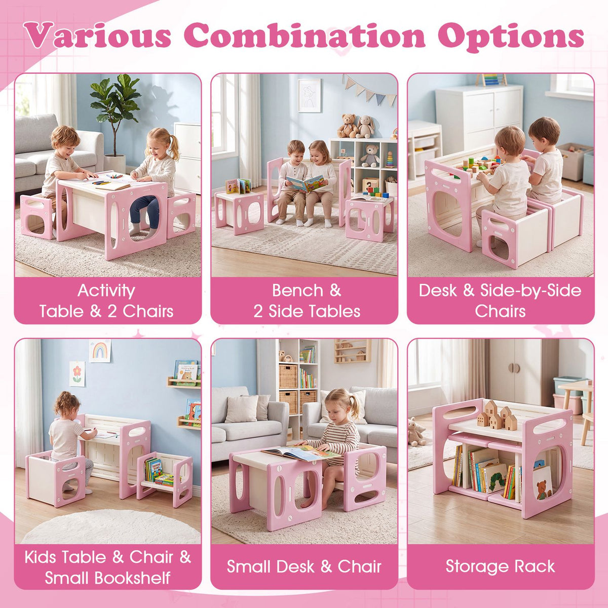 Versatile Kids Table and Chairs Set for Toddlers Ages 1-5