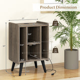 Vinyl Record Storage Turntable Stand with 4 Open Shelves-Gray