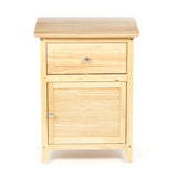 Natural Wood Finish 1-Drawer Bedside Table Cabinet Nightstand
