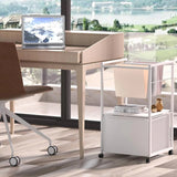 White Metal Wood Rolling File Cabinet with Open File Hanging Bar
