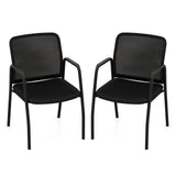 Waiting Room Chair Set of 2 Office Guest Chairs with Ergonomic Mesh Backrest-Black