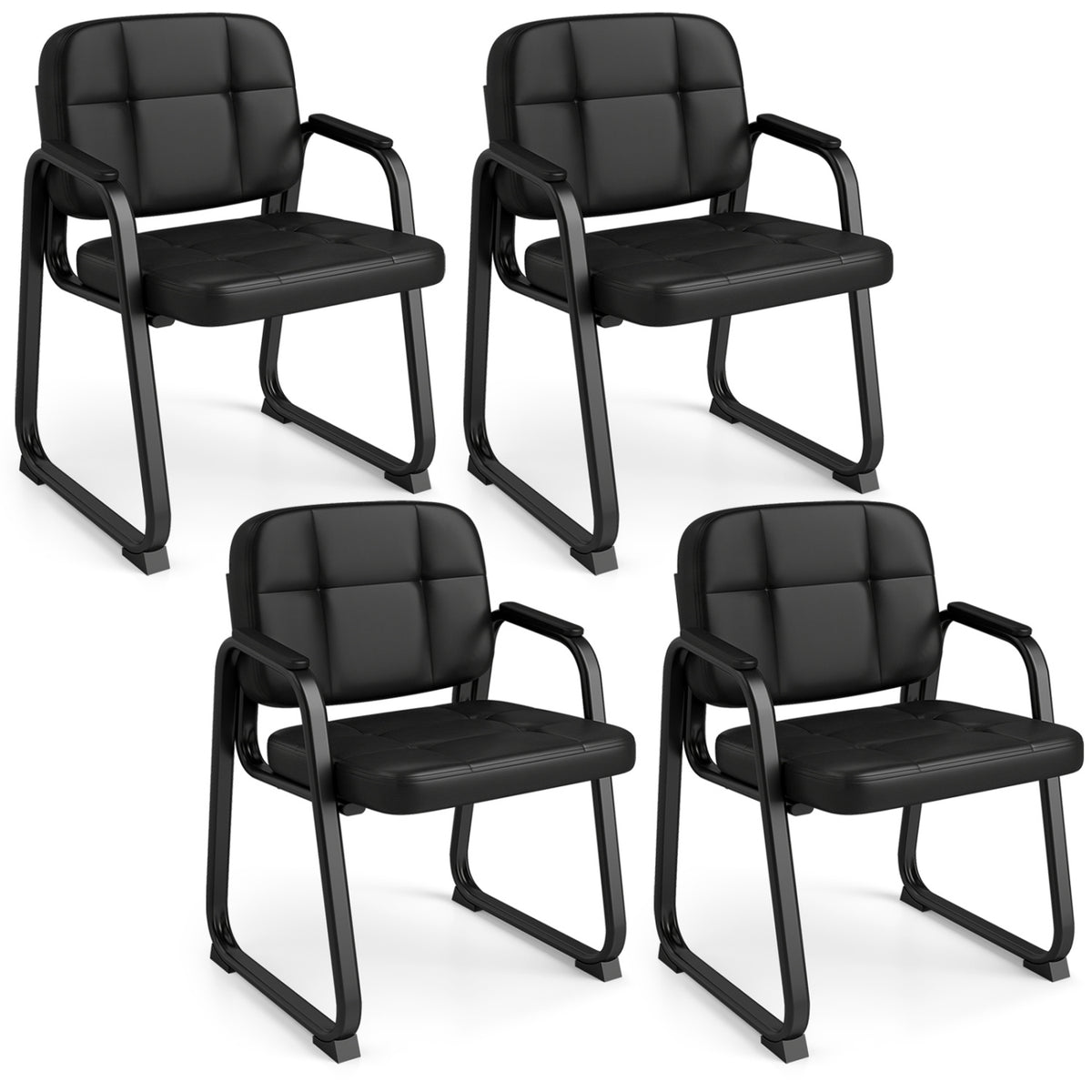 Waiting Room Guest Chairs Set of 4 Leather Office Reception Chairs