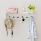 Wall Hooks with Shelf 31.5inch Wooden Coat Rack with 6 Hooks for Hats Towels Purses Robes