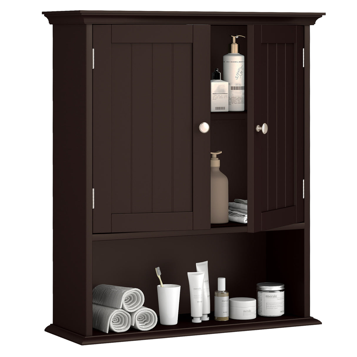 Wall Mount Bathroom Cabinet Storage Organizer with Doors and Shelves