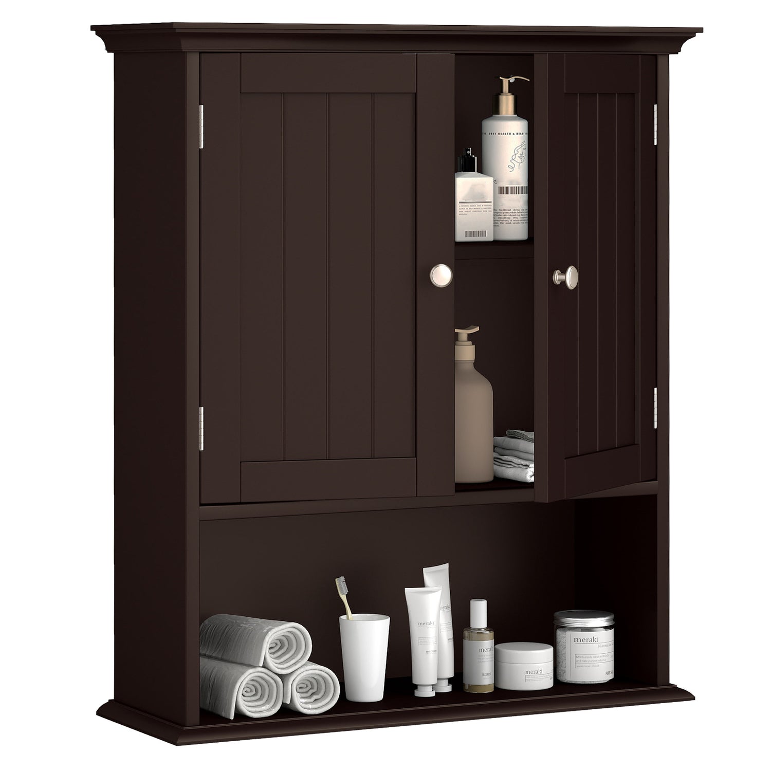 Wall Mount Bathroom Cabinet Storage Organizer with Doors and Shelves